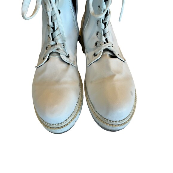 Unbranded Women's White Combat Boots Lace Up/Side Zip 9.5 EU 40 - Picture 3 of 10